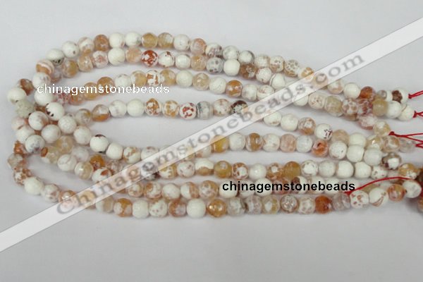 CAG1511 15.5 inches 8mm faceted round fire crackle agate beads