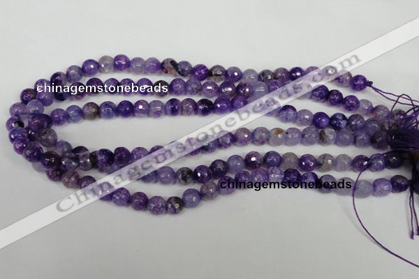 CAG1512 15.5 inches 8mm faceted round fire crackle agate beads