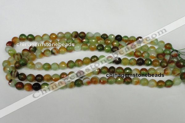 CAG1513 15.5 inches 8mm faceted round fire crackle agate beads