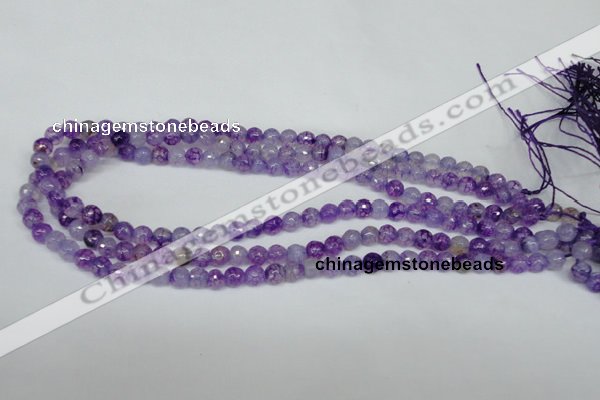 CAG1514 15.5 inches 8mm faceted round fire crackle agate beads