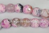 CAG1521 15.5 inches 10mm faceted round fire crackle agate beads