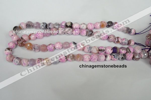 CAG1521 15.5 inches 10mm faceted round fire crackle agate beads