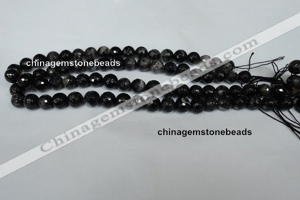 CAG1524 15.5 inches 10mm faceted round fire crackle agate beads