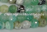 CAG1528 15.5 inches 10mm faceted round fire crackle agate beads