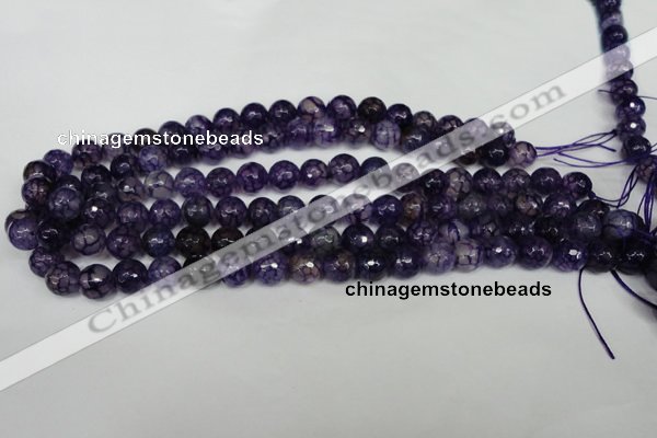 CAG1529 15.5 inches 10mm faceted round fire crackle agate beads