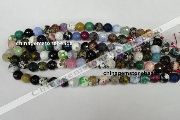 CAG1531 15.5 inches 10mm faceted round fire crackle agate beads