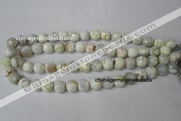 CAG1534 15.5 inches 12mm faceted round fire crackle agate beads