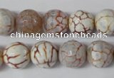 CAG1535 15.5 inches 12mm faceted round fire crackle agate beads