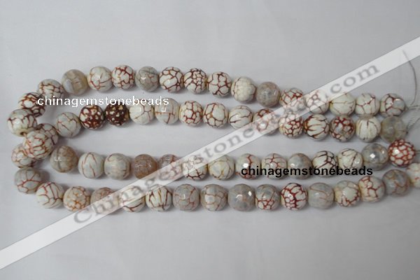 CAG1535 15.5 inches 12mm faceted round fire crackle agate beads