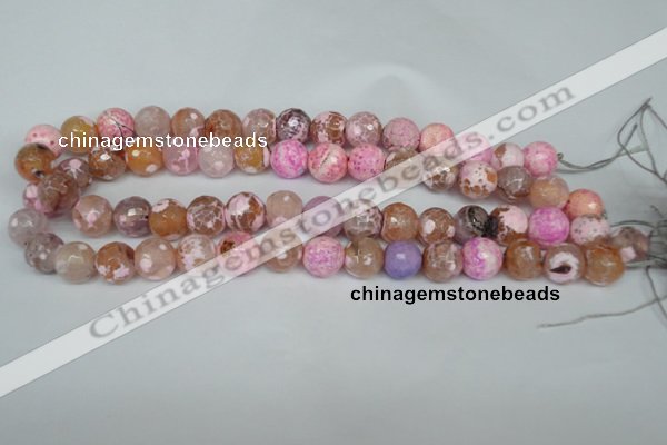 CAG1536 15.5 inches 12mm faceted round fire crackle agate beads