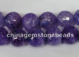 CAG1537 15.5 inches 12mm faceted round fire crackle agate beads