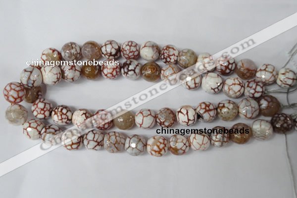 CAG1545 15.5 inches 14mm faceted round fire crackle agate beads