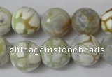 CAG1546 15.5 inches 14mm faceted round fire crackle agate beads