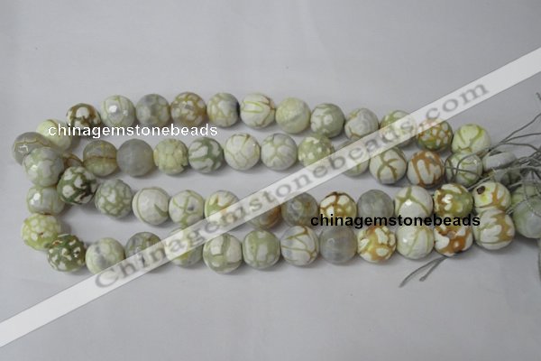 CAG1546 15.5 inches 14mm faceted round fire crackle agate beads