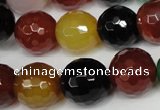 CAG1548 15.5 inches 14mm faceted round fire crackle agate beads