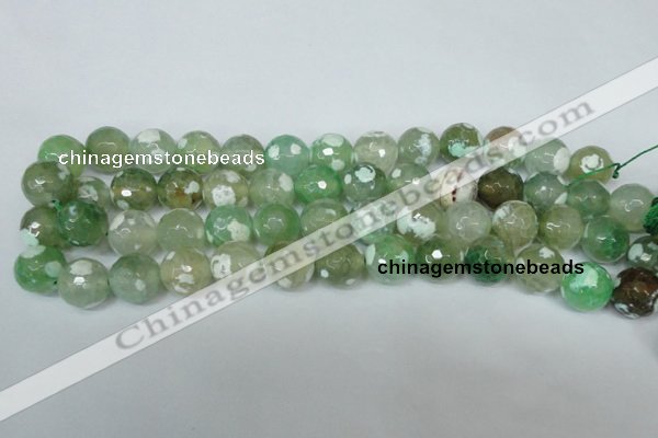 CAG1552 15.5 inches 14mm faceted round fire crackle agate beads