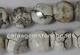 CAG1555 15.5 inches 16mm faceted round fire crackle agate beads