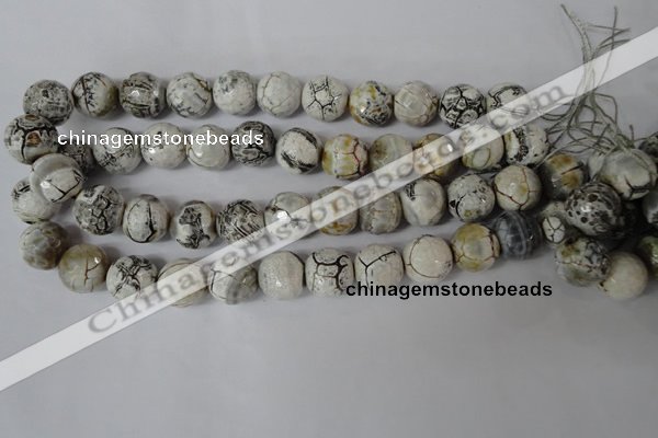 CAG1555 15.5 inches 16mm faceted round fire crackle agate beads