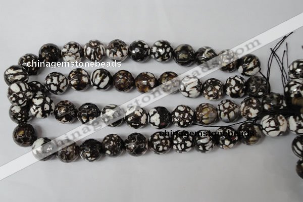 CAG1556 15.5 inches 16mm faceted round fire crackle agate beads