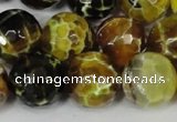 CAG1557 15.5 inches 16mm faceted round fire crackle agate beads