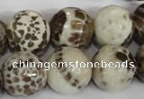 CAG1558 15.5 inches 16mm faceted round fire crackle agate beads