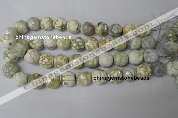 CAG1565 15.5 inches 18mm faceted round fire crackle agate beads