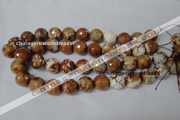 CAG1566 15.5 inches 18mm faceted round fire crackle agate beads