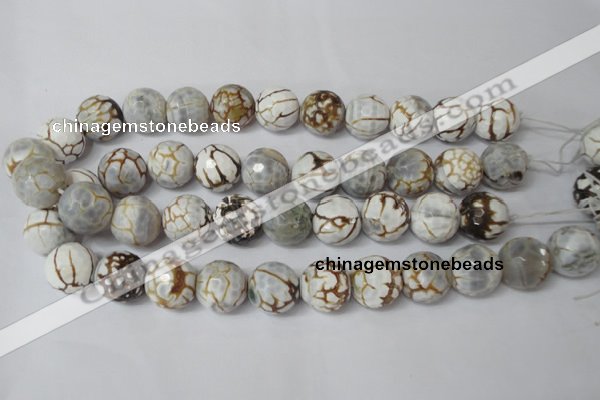 CAG1567 15.5 inches 18mm faceted round fire crackle agate beads