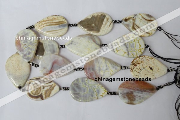 CAG1572 15.5 inches 30*45mm flat teardrop fire crackle agate beads