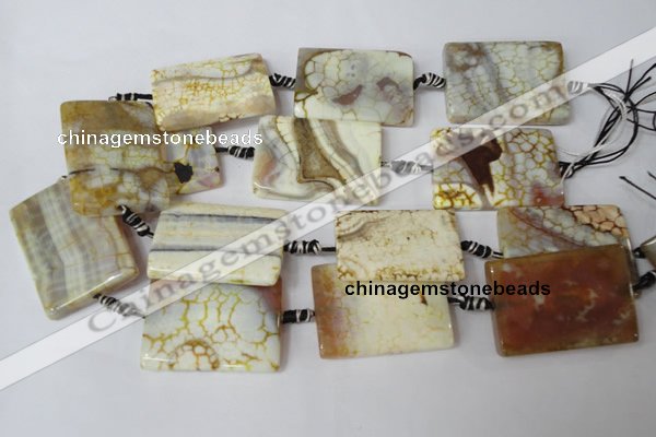 CAG1573 15.5 inches 30*40mm rectangle fire crackle agate beads