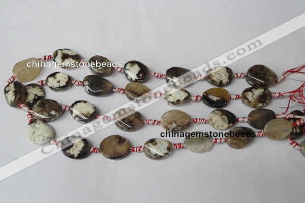 CAG1576 15.5 inches 15*20mm twisted oval fire crackle agate beads
