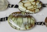 CAG1577 15.5 inches 20*30mm twisted oval fire crackle agate beads