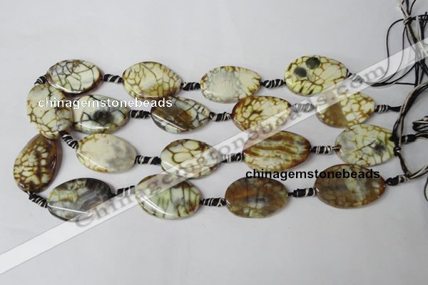 CAG1577 15.5 inches 20*30mm twisted oval fire crackle agate beads