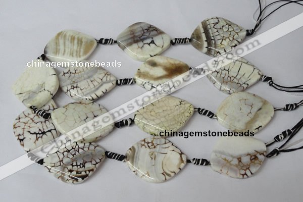 CAG1581 15.5 inches 30*38mm twisted marquise fire crackle agate beads