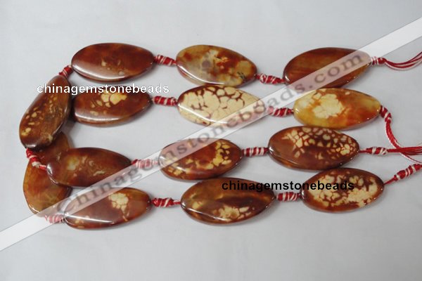 CAG1591 15.5 inches 22*38mm twisted oval fire crackle agate beads