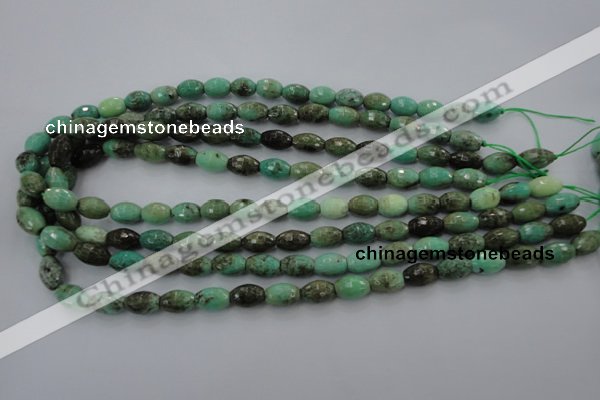 CAG1606 15.5 inches 8*10mm faceted rice green grass agate beads