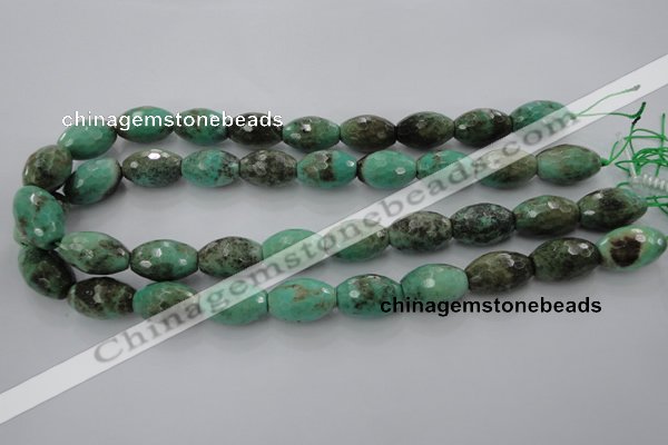 CAG1607 15.5 inches 13*20mm faceted rice green grass agate beads