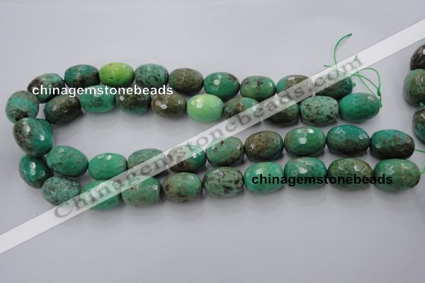 CAG1609 15.5 inches 15*20mm faceted drum green grass agate beads