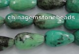 CAG1610 15.5 inches 12*20mm faceted teardrop green grass agate beads