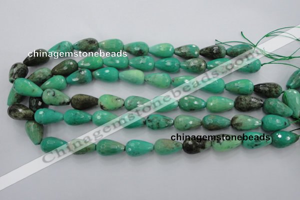 CAG1610 15.5 inches 12*20mm faceted teardrop green grass agate beads