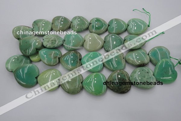 CAG1612 15.5 inches 30*30mm heart green grass agate beads