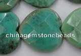 CAG1614 15.5 inches 30*30mm faceted heart green grass agate beads