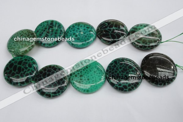 CAG1626 15.5 inches 40mm flat round peafowl agate gemstone beads