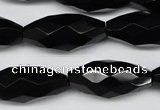 CAG1630 15.5 inches 13*30mm faceted rice black agate gemstone beads