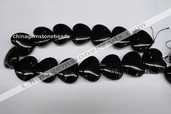 CAG1631 15.5 inches 32*32mm heart black agate gemstone beads