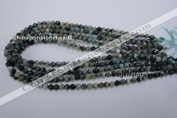 CAG1635 15.5 inches 6mm faceted round blue agate gemstone beads