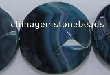 CAG1640 15.5 inches 35mm faceted coin blue agate gemstone beads