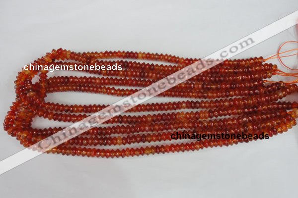 CAG1645 15.5 inches 3*6mm rondelle red agate gemstone beads