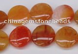 CAG1649 15.5 inches 18mm flat round red agate gemstone beads