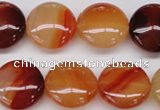 CAG1650 15.5 inches 20mm flat round red agate gemstone beads